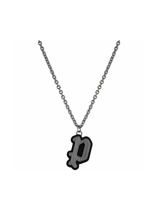 Police Necklace from Steel Black S14WA08P