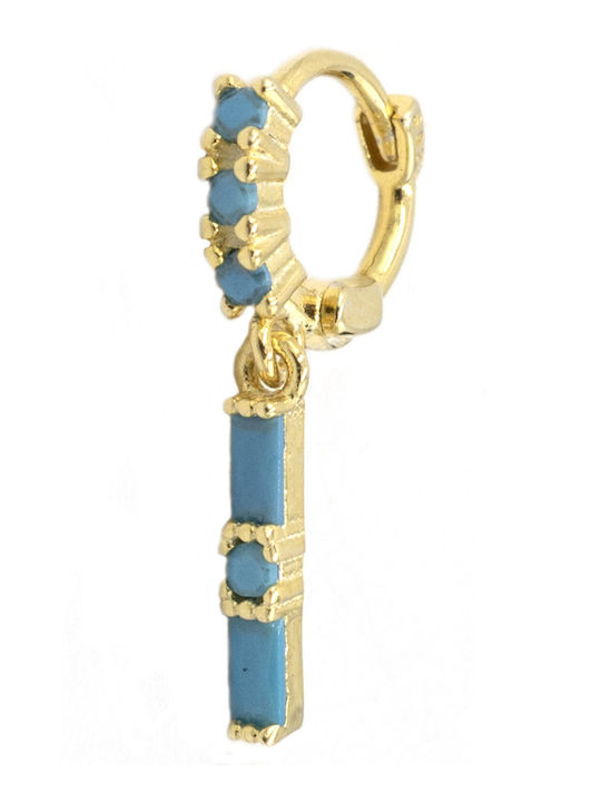 Poco Loco Clicker Earring Made of Gold Plated Silver 8mm Turquoise