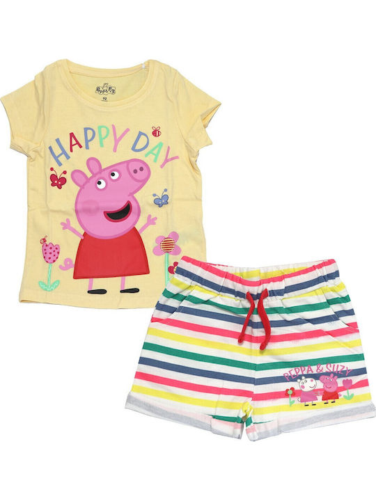 Peppa Pig Set De Îmbrăcăminte Pentru Copii Cu Pantaloni Scurți Galbeni 2 Bucăți