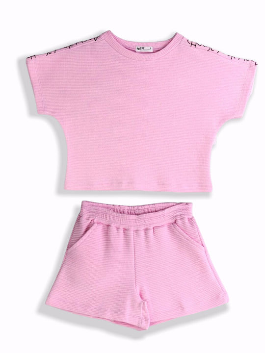 Nek Kids Wear Set pentru copii cu Șorturi Vara 2buc Pink