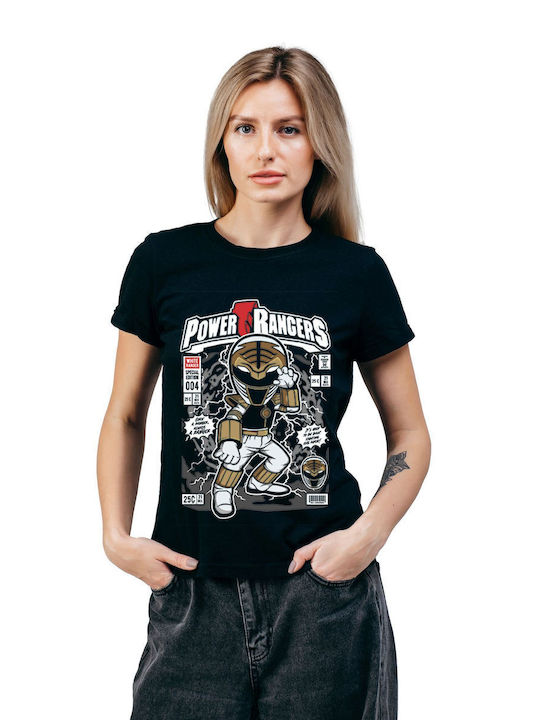 Pop Culture Power Ranger Θεματική Μπλούζα με Στάμπα Μαύρη