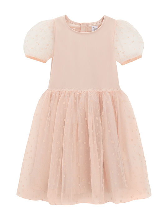 Children's Dress Short Sleeve Tulle Pink