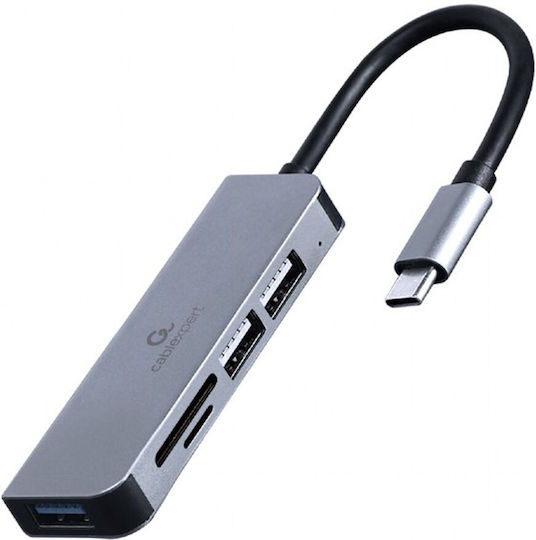Gembird USB-Hub 3 Anschlüsse USB 2.0 mit USB-C Anschluss Silber