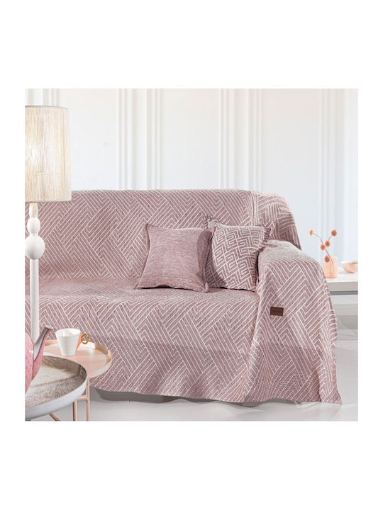 Guy Laroche Four-Seater Sofa Throw Goya 180x350cm Old Pink