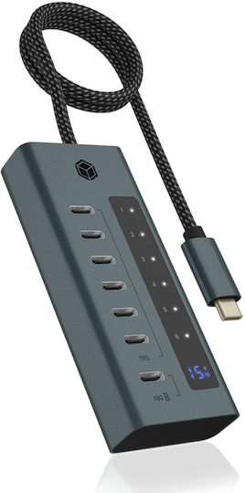 Icy Box USB Хъб 7 Порта USB 3.2 с USB-C Син