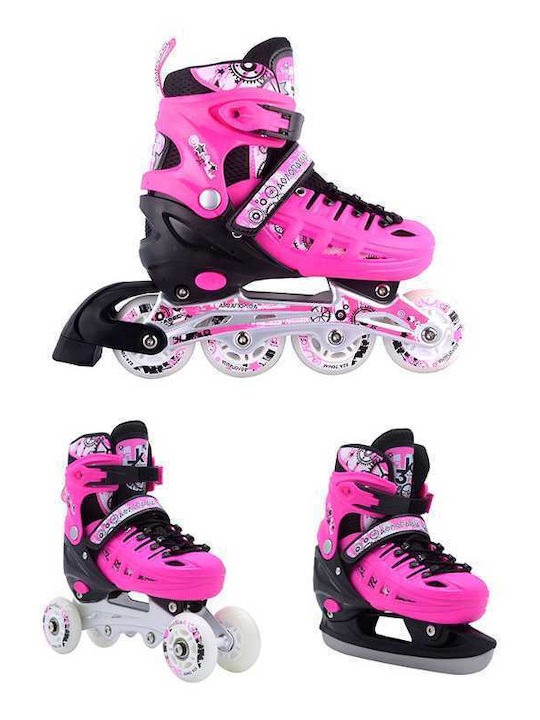 Αθλοπαιδιά Inline / Quad Αυξομειούμενα Rollers Ροζ 3 σε 1 Παιδικά Αθλοπαιδιά Inline / Quad Αυξομειούμενα Rollers Ροζ 3 σε 1 Παιδικά