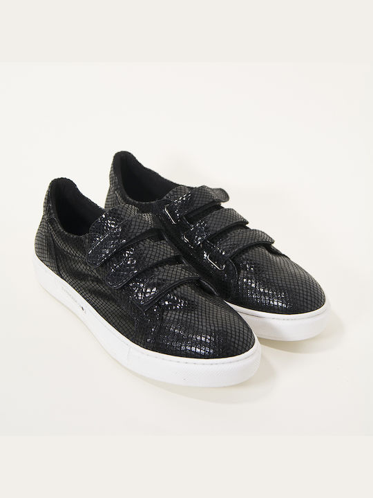 Γυναικεία δερμάτινα sneakers black snake