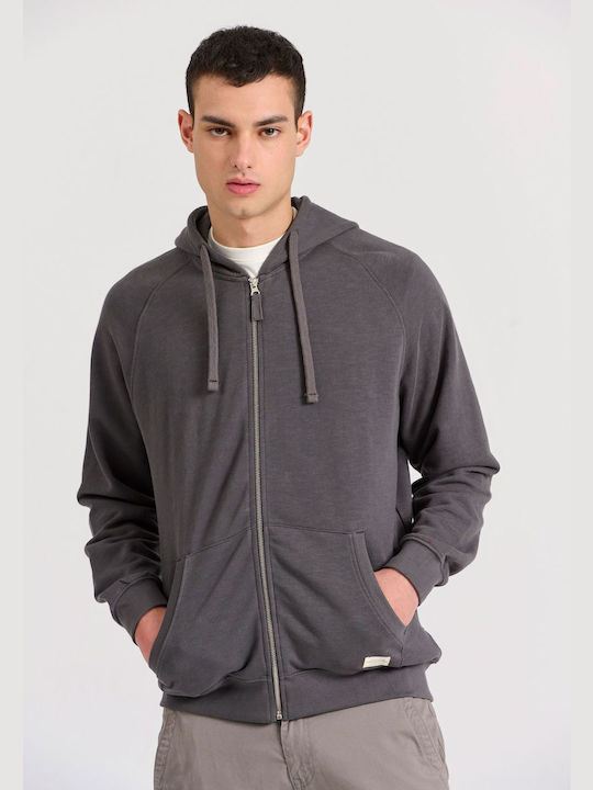 Funky Buddha Herren Sweatshirt Jacke mit Taschen Anthracite