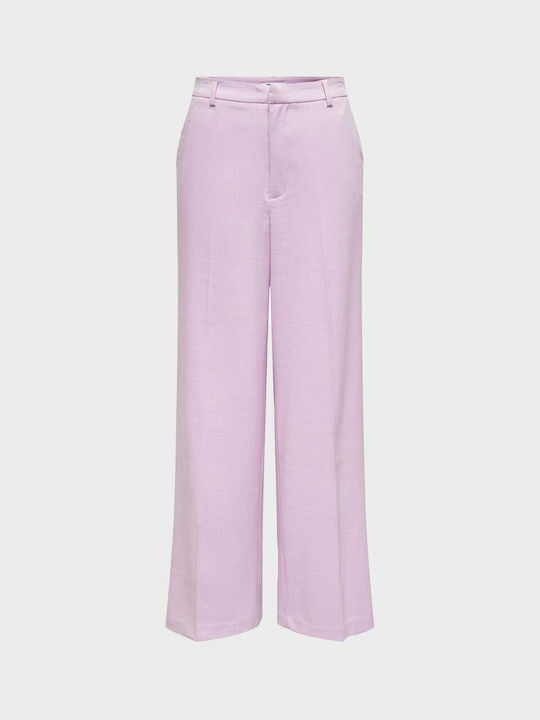 Only Women's High Waist Fabric Trousers Pink
