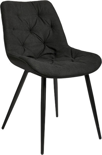 Monica Kitchen Fabric Chair Black Velvet-Black Metal 51x59x83cm
