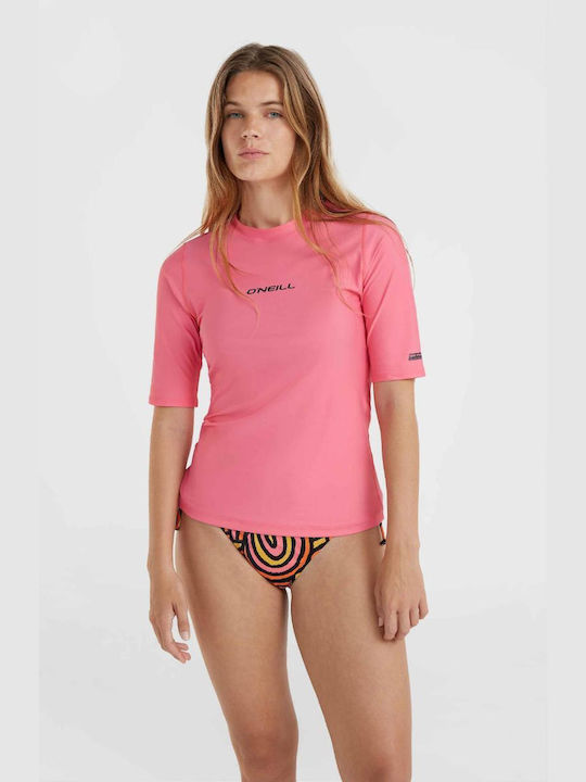 O'neill Bidart Skin S S Women's Short Sleeve Sun Protection Shirt Pink