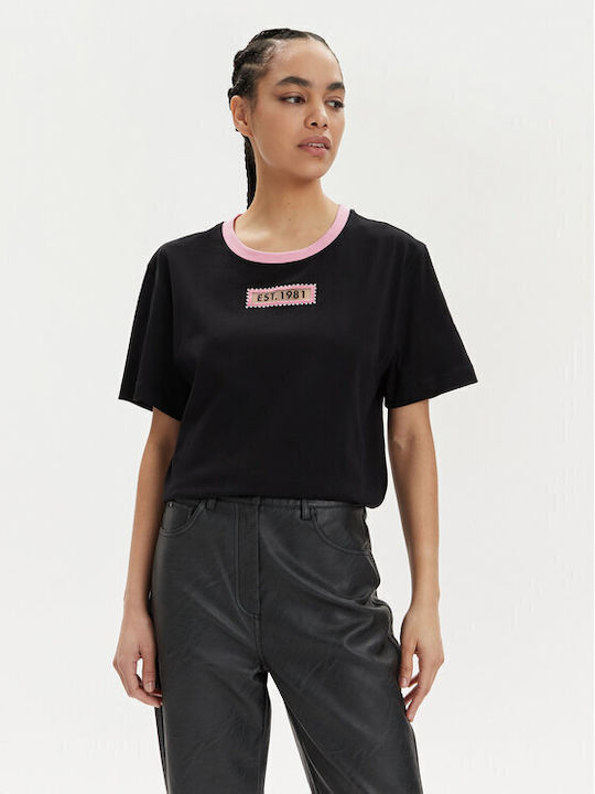 Guess Women's T-shirt with Sheer Black