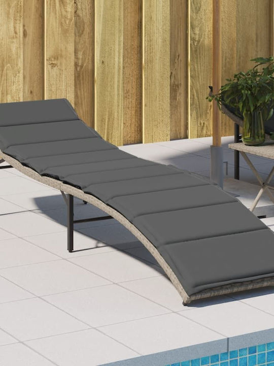 Ξαπλώστρα Rattan με Μαξιλάρι Γκρι 199x55x50εκ.