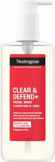 Neutrogena Clear & Defend+ Gel Καθαρισμού Προσώπου για Ακνεϊκές Επιδερμίδες 200ml