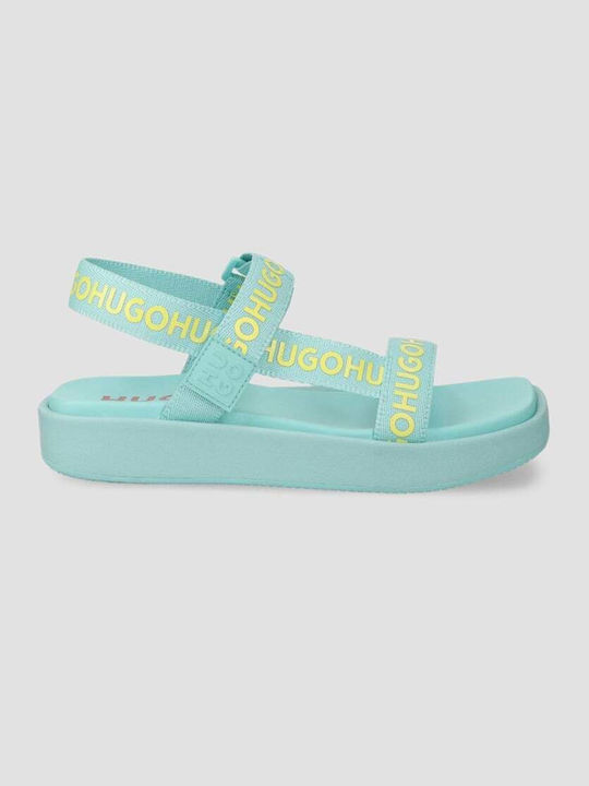 Hugo Women's Flat Sandals in Turquoise Color