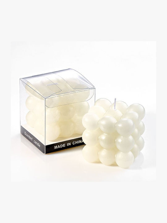 Perfumed candle white Bubble Pvc box 5x5cm