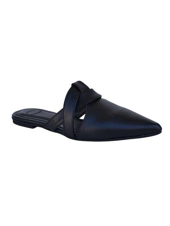 Philio Heel Leather Mules Black