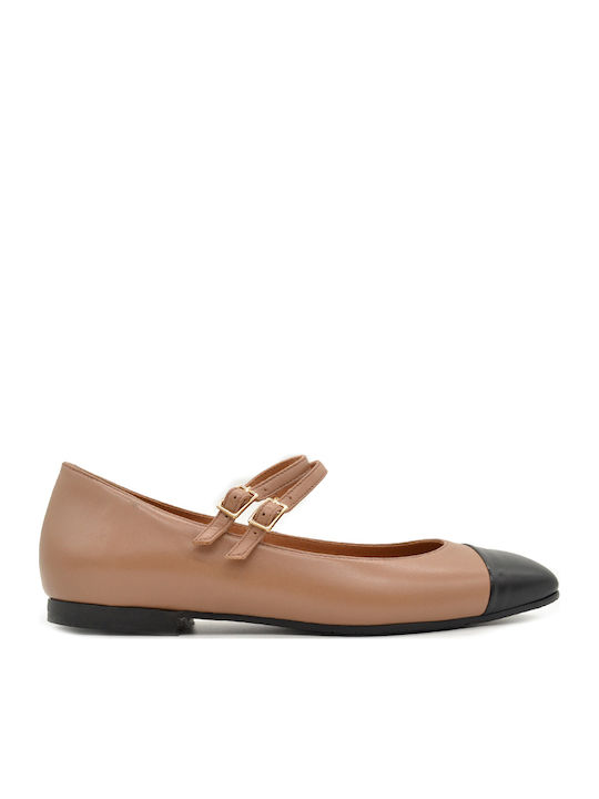 Δερμάτινες Γυναικείες Μπαλαρίνες με Λουράκι σε Μαύρο Χρώμα