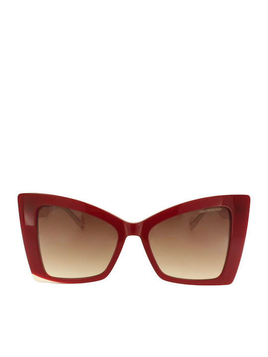 Kreuzbergkinder Women's Sunglasses with Red Plastic Frame and Red Gradient Lens LOVE POTION C3