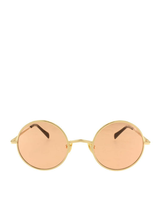 Kreuzbergkinder Unisex Sunglasses with Gold Metal Frame and Beige Lens TAMSIN C1