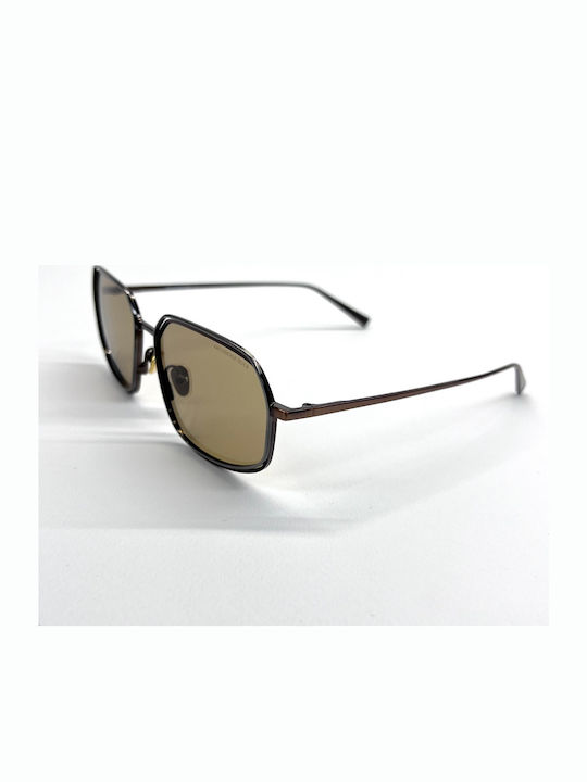 Kreuzbergkinder Men's Sunglasses with Brown Metal Frame and Brown Lens MANHATTAN C1 56