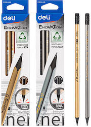 Deli Pencil Triangle Goma Hb Blister Enovation Gold Silver Silver Ashorty 12 Pieces