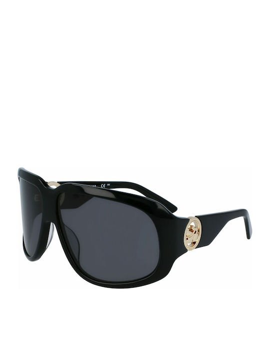 Longchamp Women's Sunglasses with Black Plastic Frame and Black Lens
