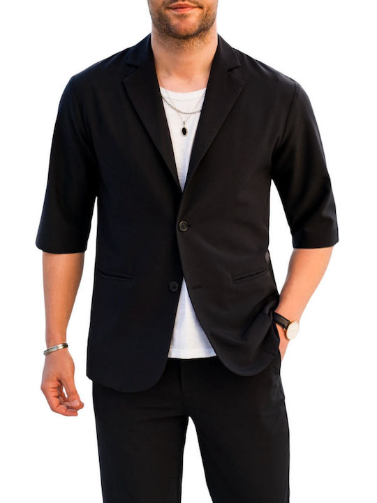 Vittorio Artist Men's Summer Suit Jacket Regular Fit Black