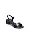 Tamaris Anatomic Leather Women's Sandals Black with Chunky Low Heel