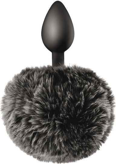 Πρωκτική Σφήνα Σιλικόνης Φουντωτή Ουρά Silicone Bunny Tail Butt Plug Μαύρη
