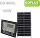 GDPLUS Perete Rezistent la apă Solar Proiector LED 100W cu Telecomandă IP67