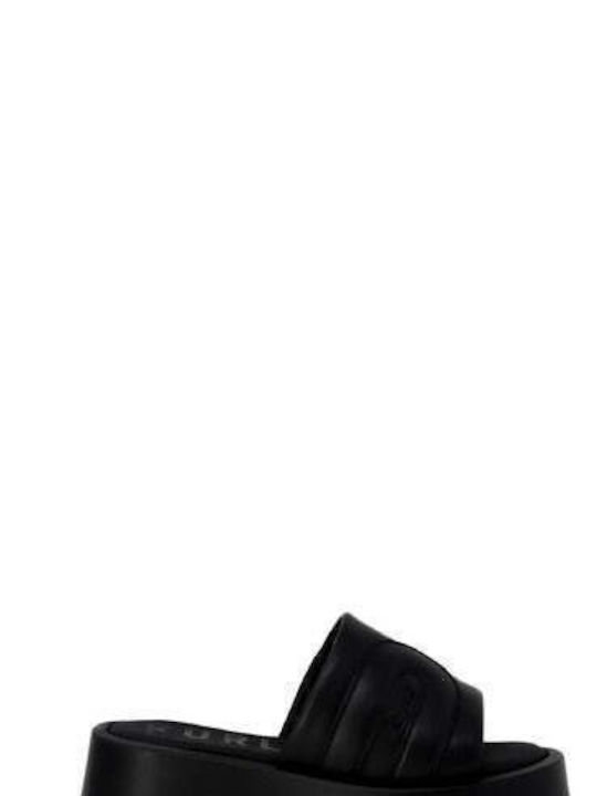 Furla Leder Damen Flache Sandalen in Schwarz Farbe