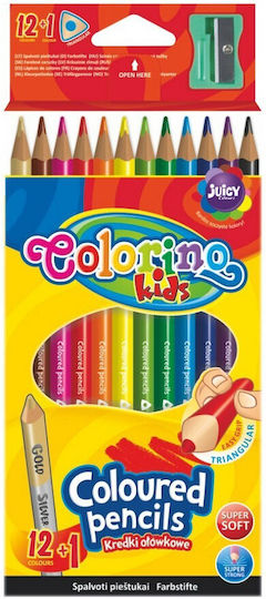 Triangular Pencils 12 Colors +1 Gold Silver Double-sided Crayon + Colorino Sharpener 54706pt