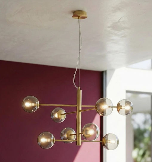 Ondaluce Eliseo Pendant Light Gold for 8 Bulbs E14, E.14