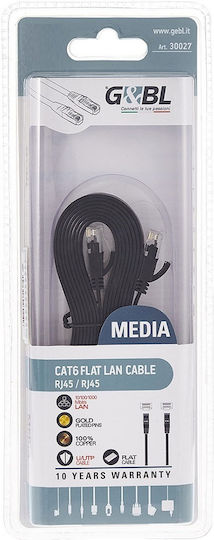 Flat U/UTP Cat.6 (Gigabit) Καλώδιο Δικτύου Ethernet 0.3m Μαύρο