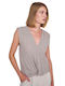 Ale - The Non Usual Casual Damen Bluse Ärmellos Beige