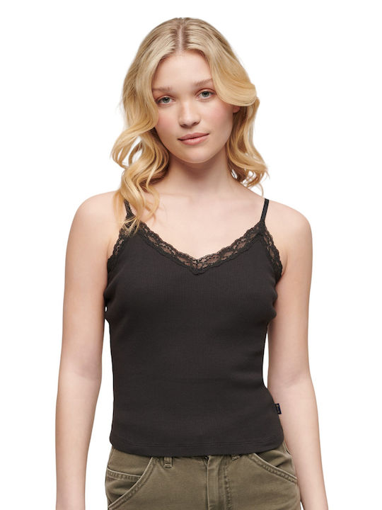 Superdry Damen Lingerie Top mit Spitze Schwarz