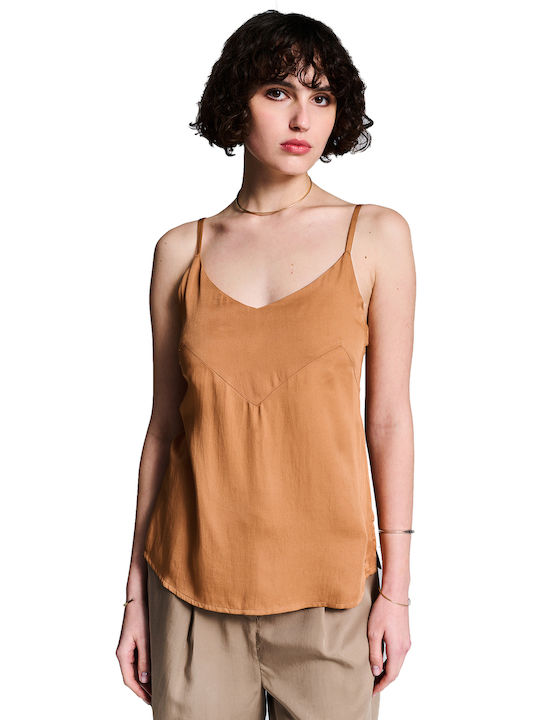 Liana Women's Blouse Sleeveless Brown