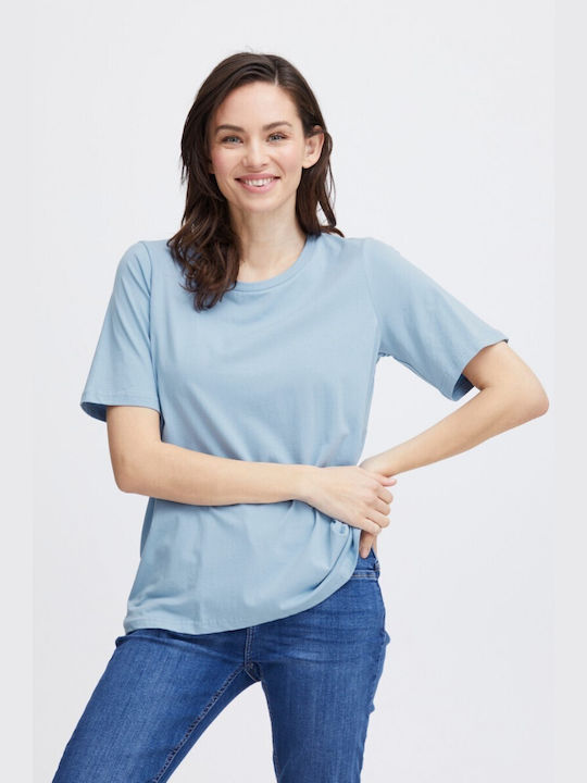 Fransa Women's T-shirt Light Blue