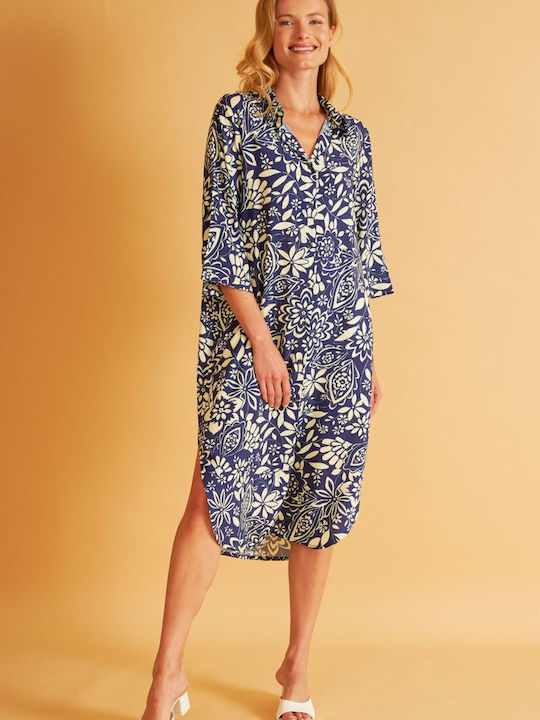 Harmony Shirt Dress Dress with Slit Blue