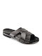 Leather Women's Flat Sandals in Gray Color
