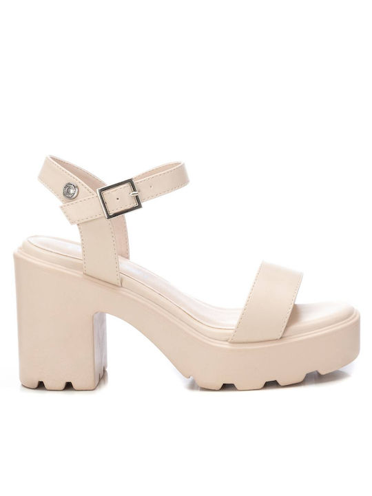 Refresh Damen Sandalen mit hohem Absatz in Beige Farbe