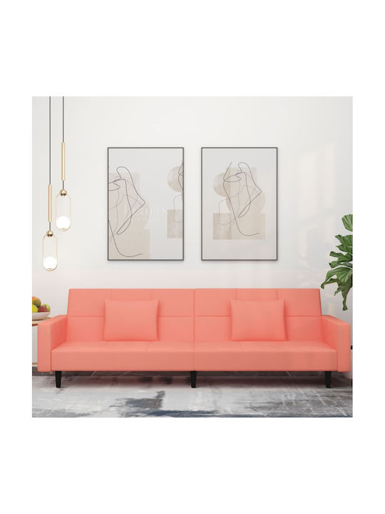 Doppelsitzer Sofa Bett Samt Rosa mit Dekokissen...