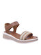 Women's Leather Ankle Strap Platforms Tabac Brown