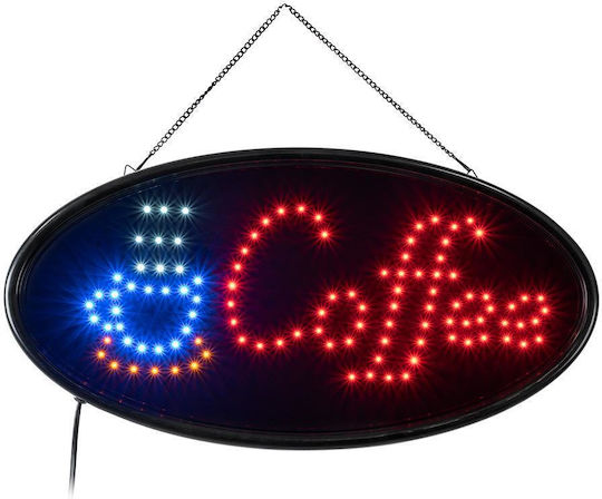 Globostar 75687 Led Sign Oval Signage Coffee Lamp with Oval Marking Ac 230v socket M48 X W1.8 X H24.5cm