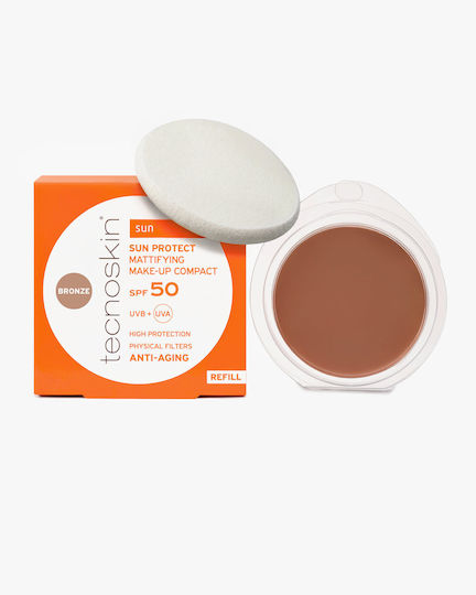 Tecnoskin Sun Protect R Nachfüllen Wasserdichtes Sonnencreme Gesicht SPF50 mit Bronze Farbe 10gr