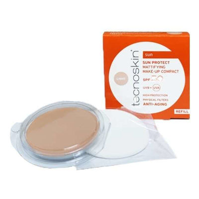 Tecnoskin Sun Protect Refill Αδιάβροχη Αντηλιακή Πούδρα Προσώπου SPF50 με Χρώμα Light 10gr