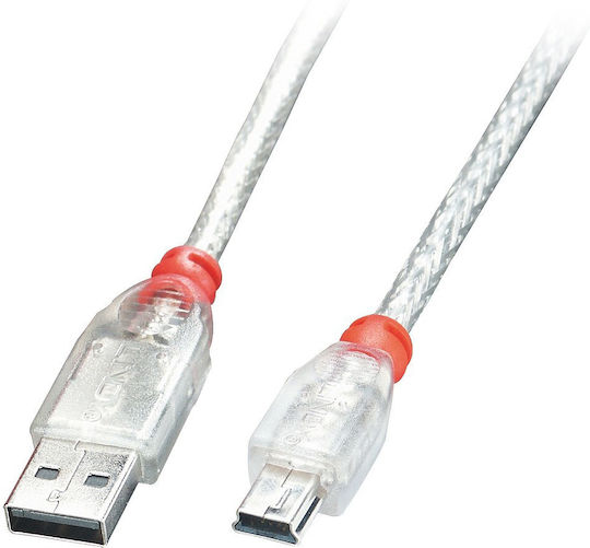 Lindy USB 2.0 Cable USB-A male - mini USB-B male Διάφανο 2m 41783