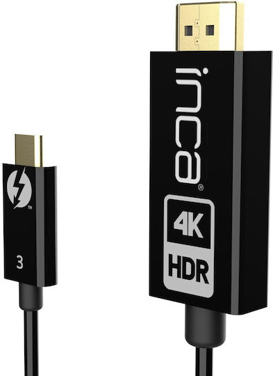 Inca Cable HDMI male - USB-C male 1m Μαύρο