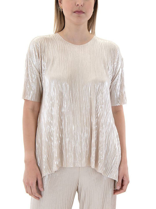 Kramma Damen Bluse Ärmellos Beige- Gold